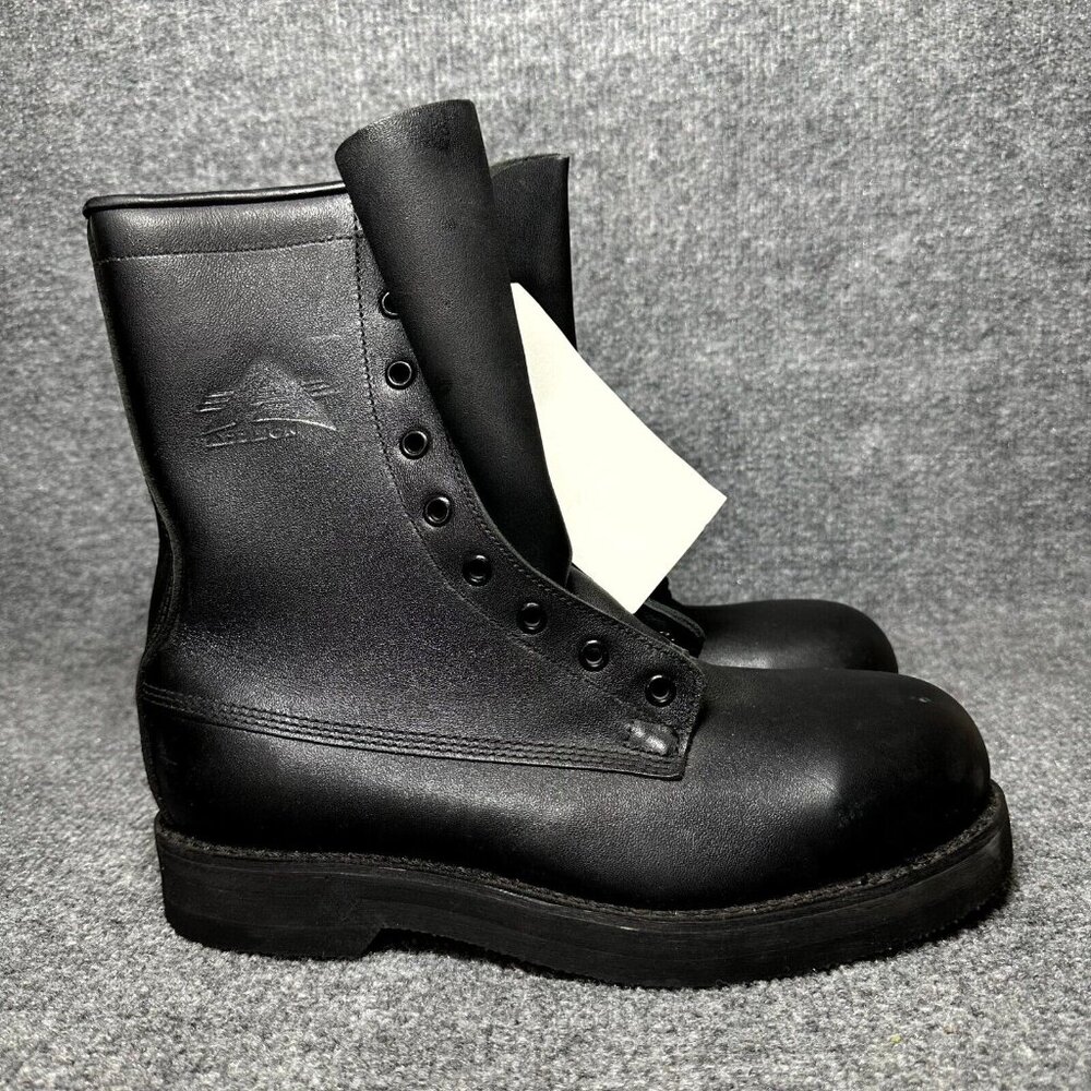 Addison Flysafe Mens US 6 Military Combat Boots Black Leather Safety Toe Lace-Up